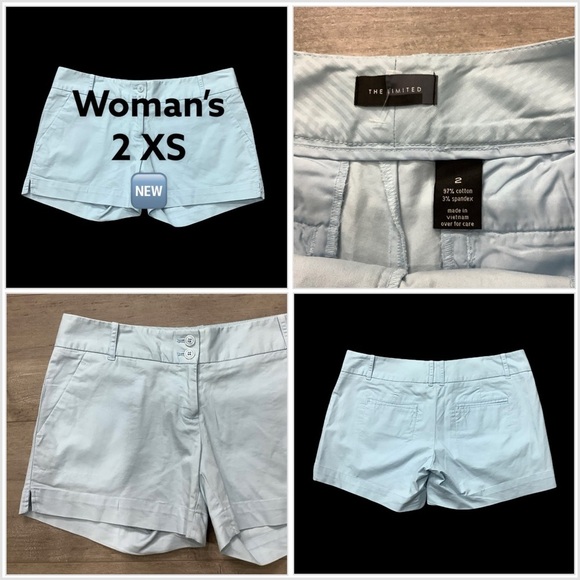 The Limited Pants - Women's The Limited 2 XS Shorts Chino Khakis Pastel Light Blue Stretch NWOT